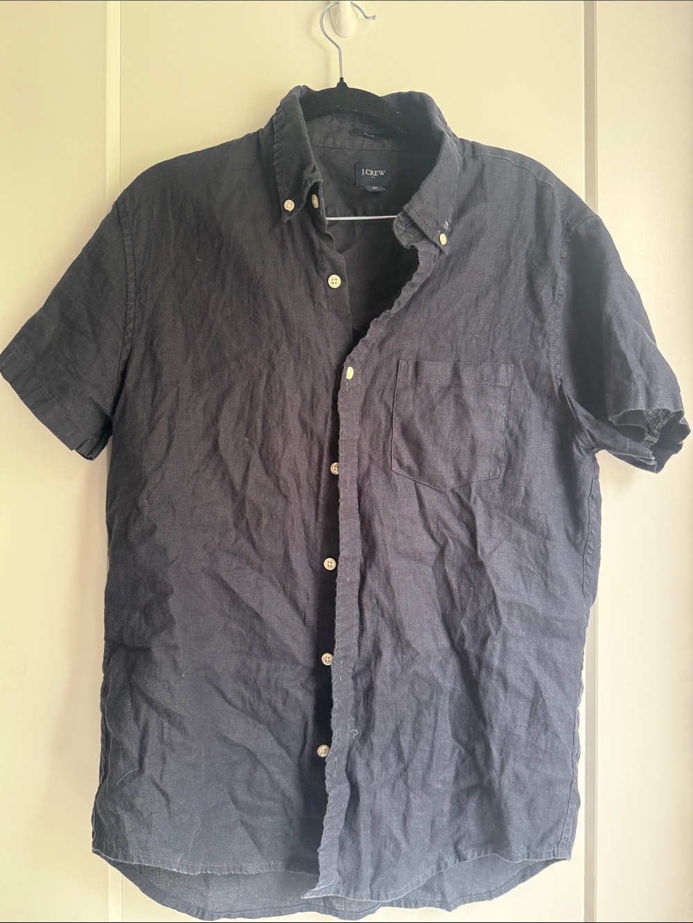 J. Crew 100% Cotton Men’s Navy Short-Sleeve Button-Down Shirt